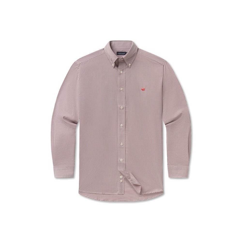 Southern Marsh Men's Small Brown White Gingham Button Down Shirt Duck Logo